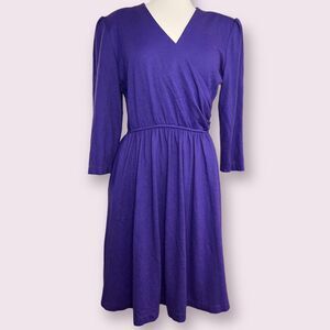 Vintage 1980s  Purple Dress Gay Boyer Sz 12 Secretary Shoulder pads Zip Back